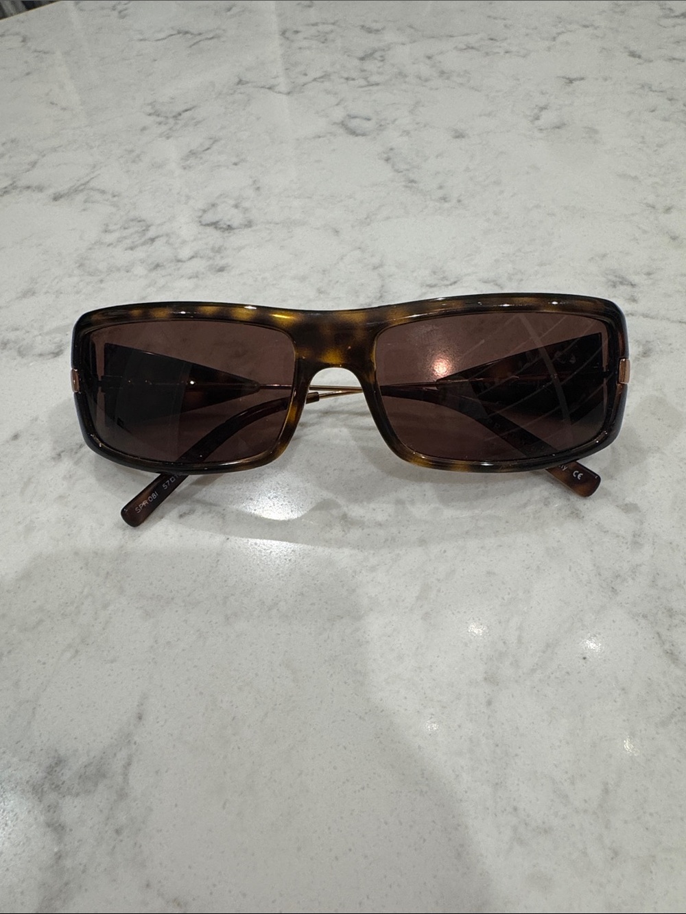 Prada SPR081 brown gold visor frame Sunglasse